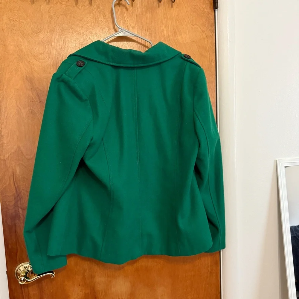 Old Navy Double-Breasted Kelly Green Wool Blend Peacoat - Picture 4 of 7